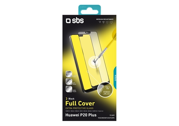 SBS Glas Displayschutz Full Cover für Huawei P20 Plus/