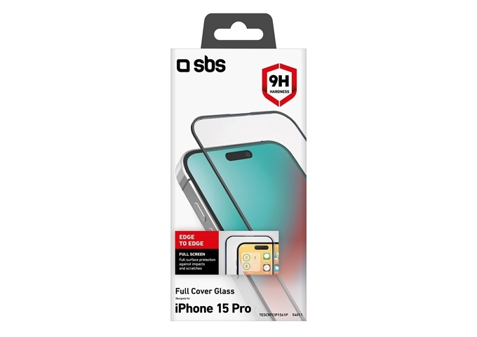 SBS Glas Displayschutz Full Cover für iPhone 15 Pro