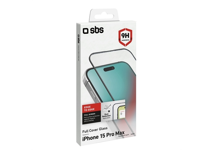 SBS Glas Displayschutz Full Cover für iPhone 15 Pro Ma