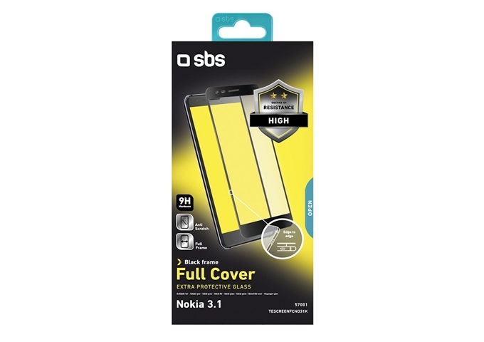 SBS Glas Displayschutz Full Cover für Nokia 3.1