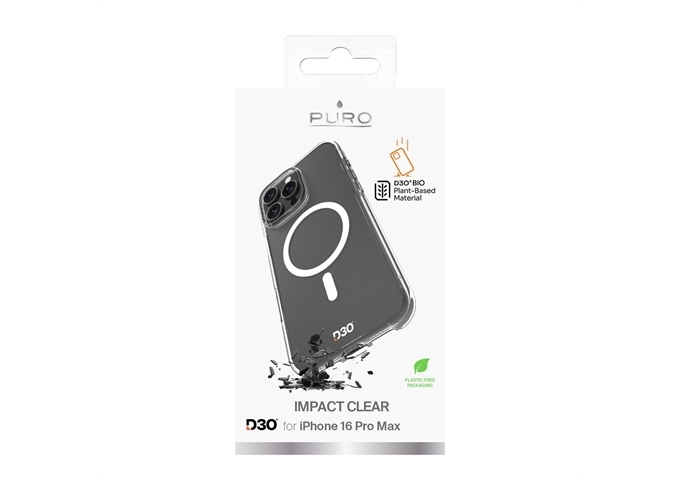 Puro Hülle Impact Clear D3O® Bio für iPhone 16 Pro Max