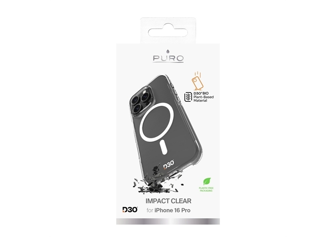 Puro Hülle Impact Clear D3O® Bio für iPhone 16 Pro