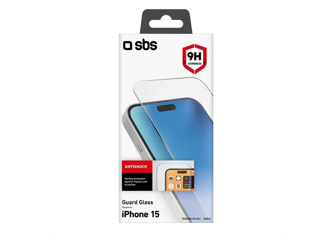 SBS Glas-Displayschutz für iPhone 15