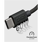 SBS USB-C - USB-C-Textilkabel mit Kabelhalter, 1,5 Met