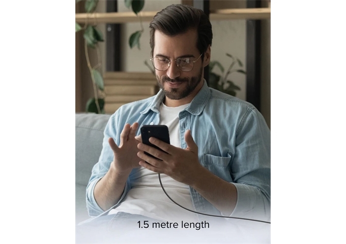 SBS USB-C - USB-C-Textilkabel mit Kabelhalter, 1,5 Met