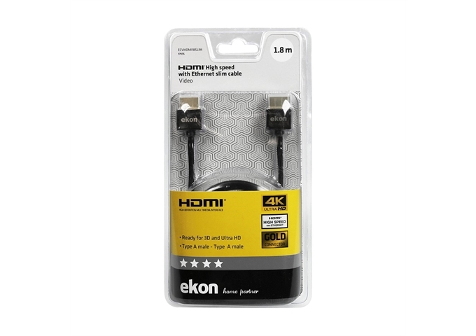 Ekon HDMI 2.0 Slim-Kabel mit vergoldeten Steckern