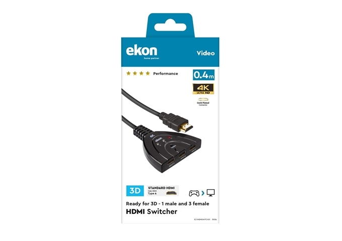 Ekon HDMI 2.0 Splitter mit 3 Buchsen, 4k