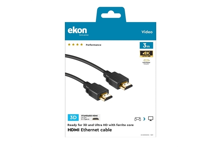 Ekon HDMI 2.0 vergoldetes Kabel, 4 Sterne