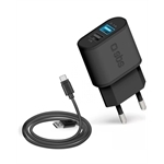 SBS USB-Reiseladeset mit Type-C-Kabel SBS USB-Reiseladeset mit Type-C-Kabel