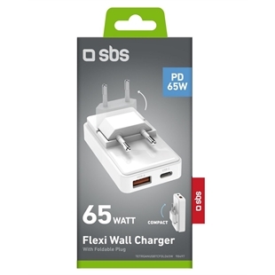 SBS Flexi-Wandladegerät 65 W mit klappbarem Stecker