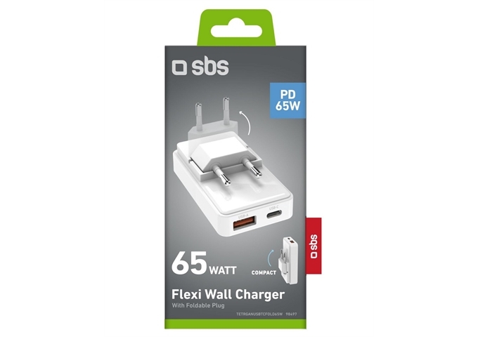 SBS Flexi-Wandladegerät 65 W mit klappbarem Stecker