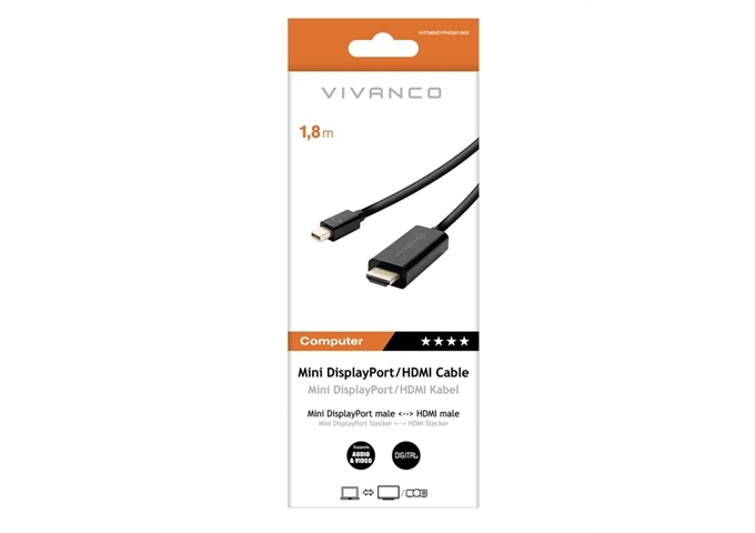 Vivanco HDMI-Kabel mit Ethernet auf Mini DisplayPort