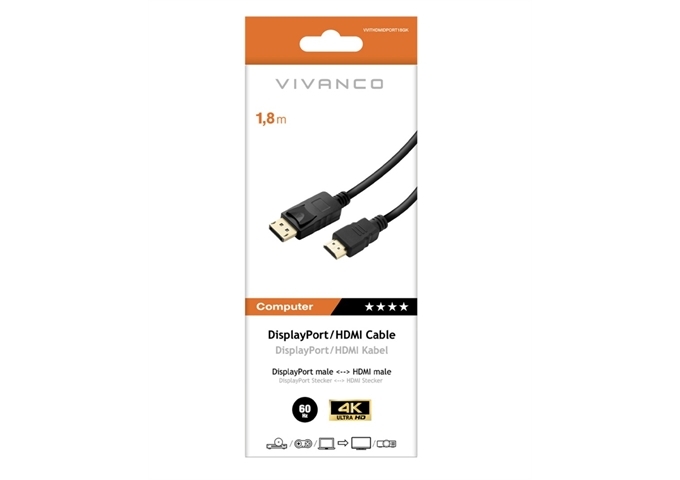 Vivanco DisplayPort-Kabel für 4K Ultra HD High Resolution
