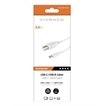 Vivanco USB-C/USB-B Kabel, M-M, 1,8m, weiß