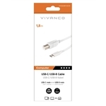 Vivanco USB-C/USB-B Kabel, M-M, 1,8m weiß