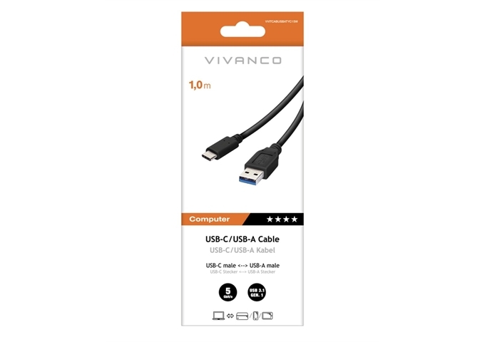 Vivanco USB-C/USB-A Kabel, 5 Gbit/s