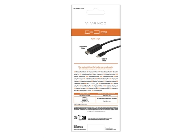 Vivanco USB-C-auf-DisplayPort-Anschluss, 1,5 m