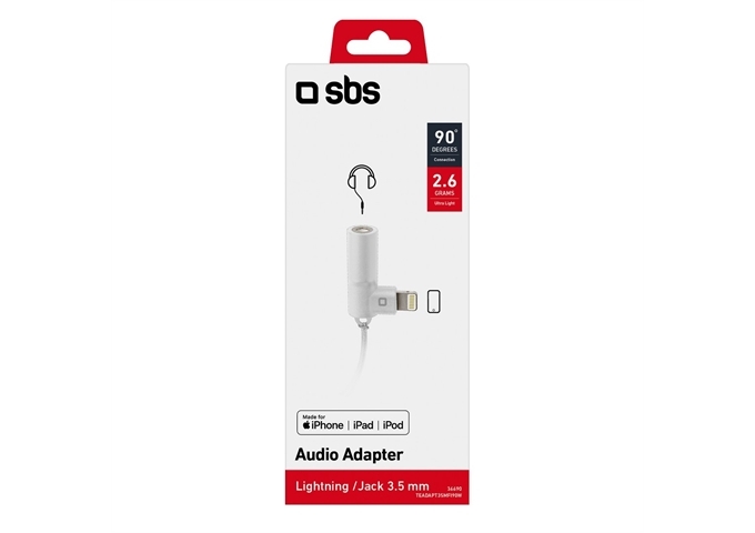 SBS Adapter von Lightning auf 3,5 mm Klinke mit 90°-St