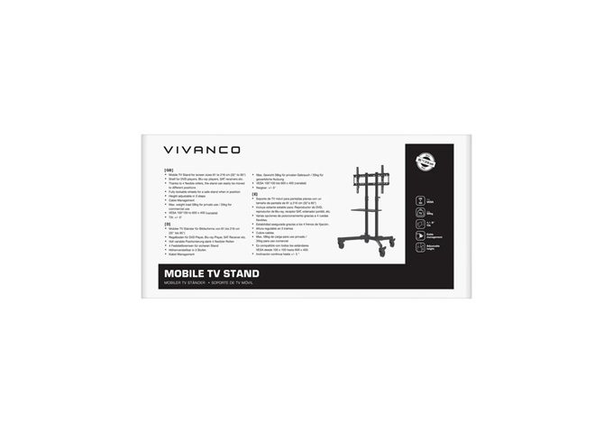 Vivanco TITAN TV-Bodenhalterung, 85", 58kg, VESA 600x400