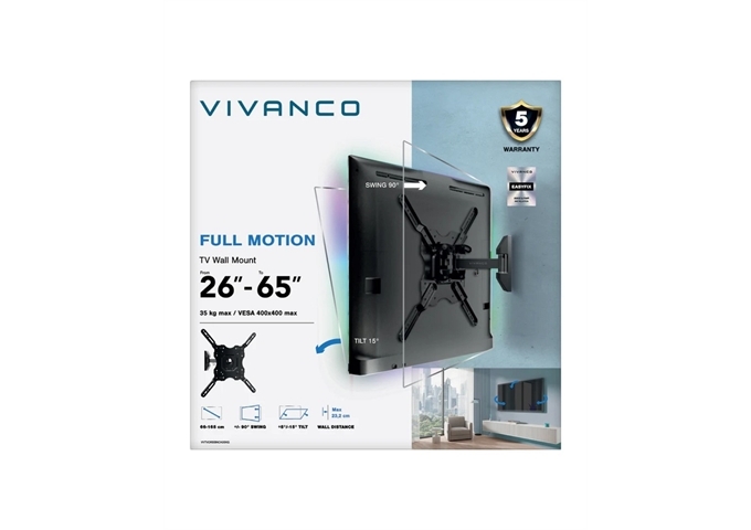 Vivanco TV-Wandhalterung, Schwenkbar, 55", 35kg, VESA 400x