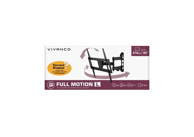 Vivanco TV-Wandhalterung, Schwenkbar, 85", 45kg, VESA