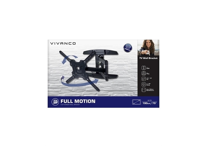 Vivanco TV-Wandhalterung, Schwenkbar, 75", 45kg, VESA