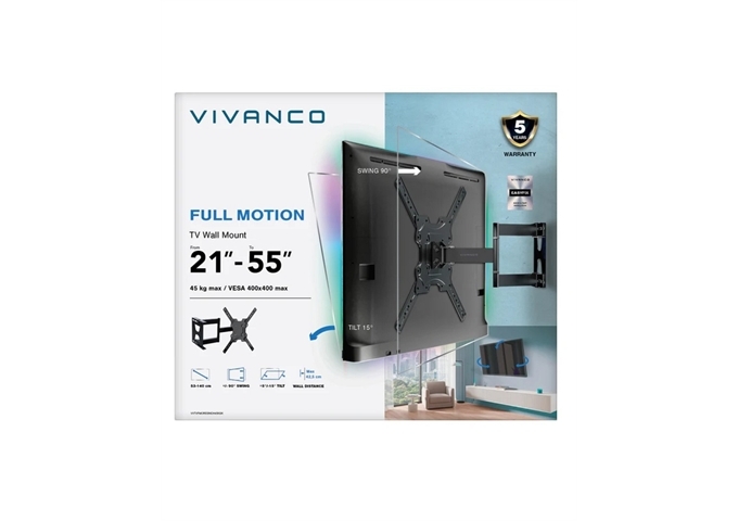 Vivanco TV-Wandhalterung, Schwenkbar, 55", 45kg
