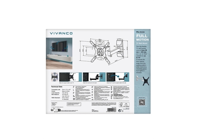 Vivanco TV-Wandhalterung, Schwenkba