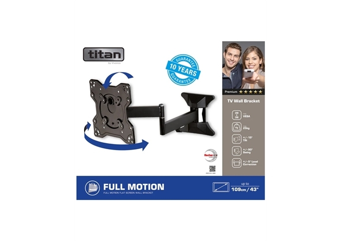 TITAN TV-Wandhalterung, Schwenkbar, 43",25kg