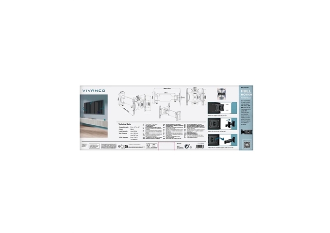 Vivanco TV-Wandhalterung, Neigbar, Rotation 360°, 40", 20k