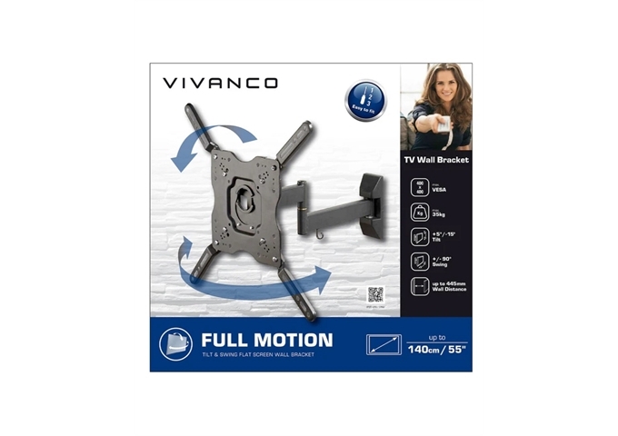 Vivanco Wandhalterung, Schwenkbar, Doppelarm, Kabelkanal,