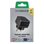 Vivanco UK-auf-Schuko-Reisestecker