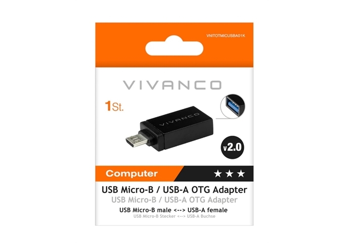 Vivanco Kompakter 0,1 m Micro-USB-auf-USB-A-Adapter