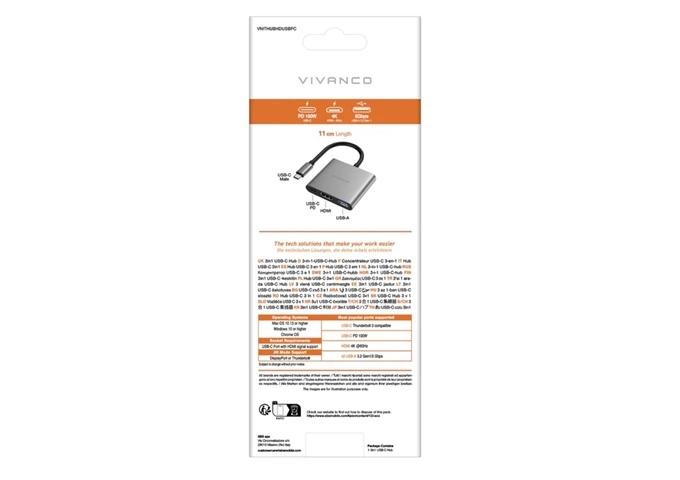 Vivanco 3in1 USB-C Hub mit HDMI 4k 60 Hz