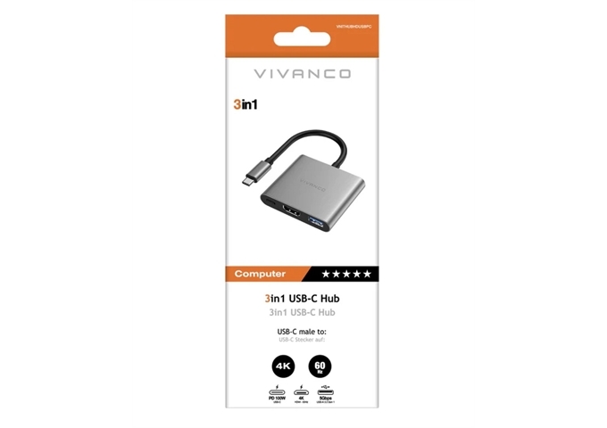 Vivanco 3in1 USB-C Hub mit HDMI 4k 60 Hz