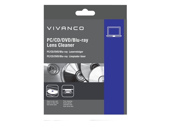 Vivanco Doppelte Reinigungsbürste Grau für PC, CD, DVD