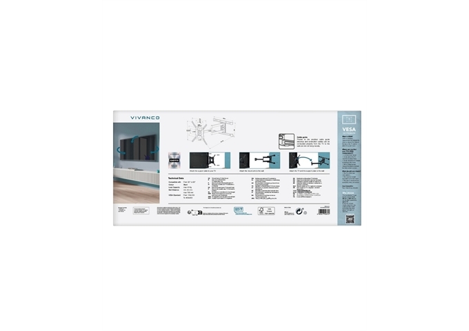 Vivanco 65" Schwenkbare TV-Wandhalterung, 45 kg