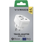 Vivanco Adapter von US/UK/AU-CN/CH/IT auf Schuko-Steckdose
