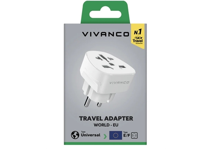 Vivanco Adapter von US/UK/AU-CN/CH/IT auf Schuko-Steckdose