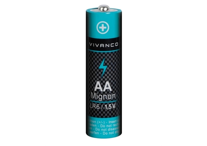 Vivanco Packung mit 8 1,5 V AA-Alkalibatterien