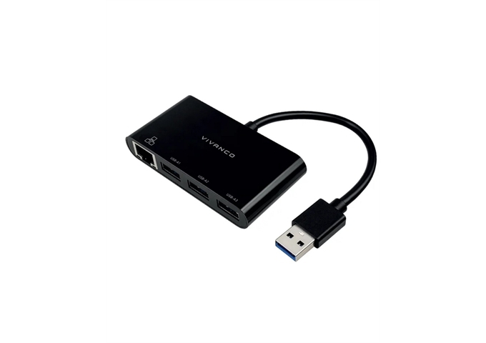 Vivanco Ethernet-zu-USB-3.0-Netzwerkadapter und USB-A-HUB
