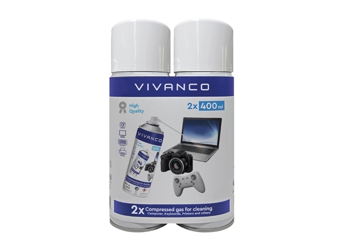 Vivanco 2 Druckluft-Sprühdosen für PCs und Tastaturen
