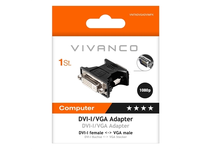 Vivanco Schwarzer DVI-I-auf-VGA-Adapter