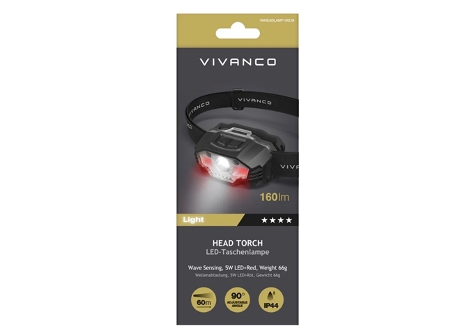 Vivanco 160 Lumen LED-Stirnlampe – Freihändige, klare Sich