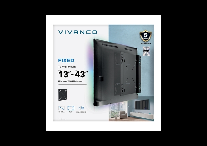 Vivanco 20 kg, 43 Zoll VESA 200 TV-Wandhalterung