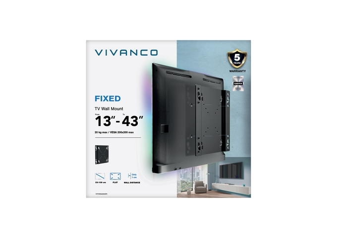 Vivanco 20 kg, 43 Zoll VESA 200 TV-Wandhalterung