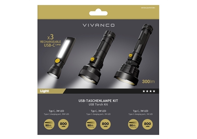 Vivanco 3-in-1-Taschenlampen-Set