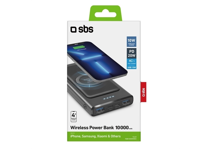 SBS Kabellose extraschlanke Powerbank für 10 Watt