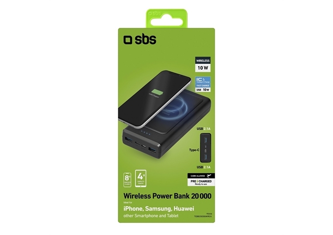 SBS Kabellose Powerbank mit 10 Watt – 20.000 mAh