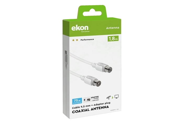 Ekon Antennenkabel Stecker/Buchse + 75dB-Adapter